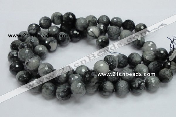 CEE24 15.5 inches 18mm faceted round eagle eye jasper beads wholesale