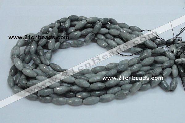 CEE27 15.5 inches 8*16mm faceted rice eagle eye jasper beads