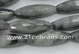 CEE31 15.5 inches 10*30mm faceted rice eagle eye jasper beads