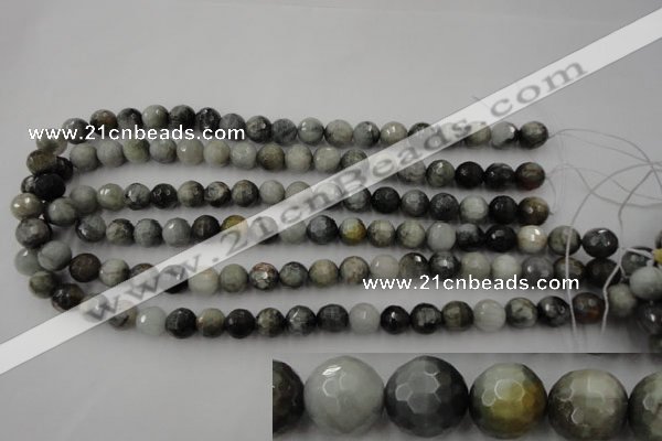 CEE353 15.5 inches 10mm faceted round eagle eye jasper beads