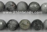 CEE355 15.5 inches 14mm faceted round eagle eye jasper beads