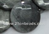 CEE41 15.5 inches 40mm faceted coin eagle eye jasper beads wholesale