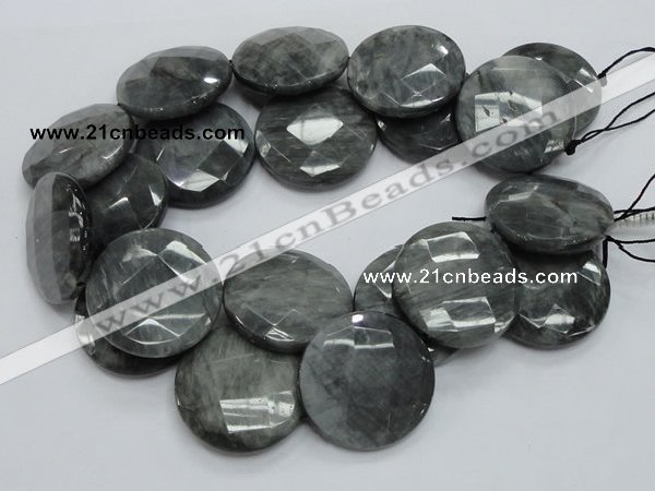 CEE41 15.5 inches 40mm faceted coin eagle eye jasper beads wholesale