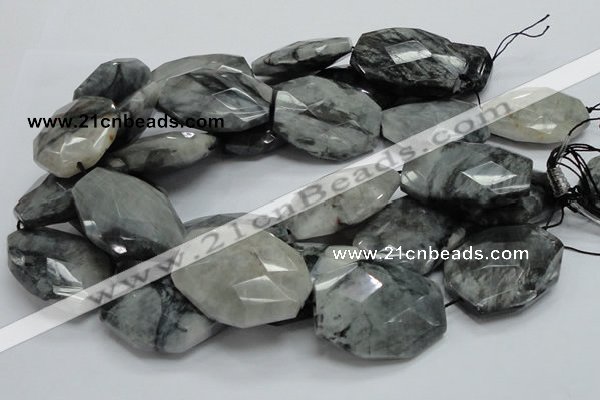 CEE47 15.5 inches 32*40mm faceted freeform eagle eye jasper beads