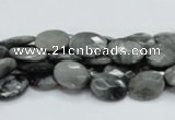 CEE50 15.5 inches 8*10mm faceted oval eagle eye jasper beads