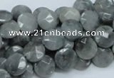 CEE56 15.5 inches 8mm faceted coin eagle eye jasper beads