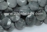 CEE58 15.5 inches 14mm faceted coin eagle eye jasper beads