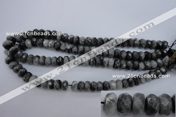 CEE69 15.5 inches 8*12mm faceted rondelle eagle eye jasper beads