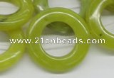 CEJ09 15.5 inches 28*30mm donut lemon jade beads wholesale