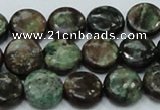 CEM03 15.5 inches 12mm flat round emerald gemstone beads wholesale