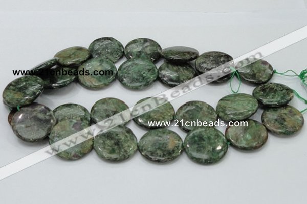 CEM04 15.5 inches 30mm flat round emerald gemstone beads wholesale