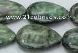 CEM09 15.5 inches 23*30mm flat teardrop emerald gemstone beads