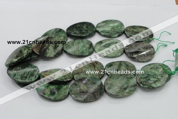 CEM26 15.5 inches 30*40mm twisted oval emerald gemstone beads