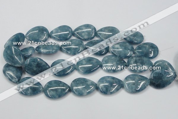 CEQ108 15.5 inches 22*30mm flat teardrop blue sponge quartz beads