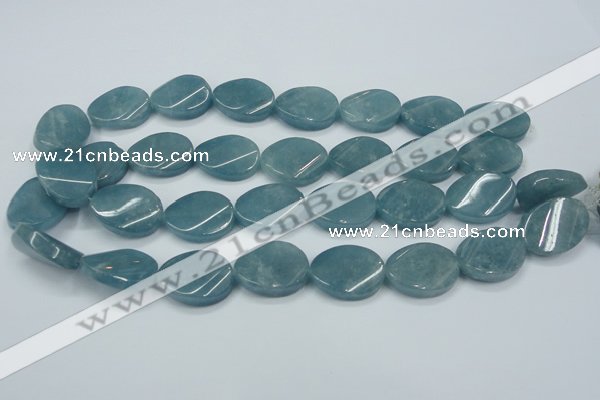 CEQ126 15.5 inches 18*25mm twisted oval blue sponge quartz beads