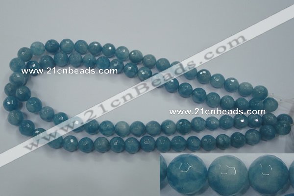 CEQ15 15.5 inches 10mm faceted round blue sponge quartz beads