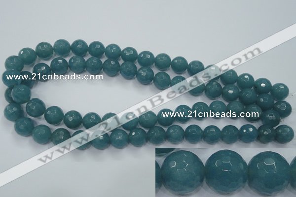 CEQ16 15.5 inches 12mm faceted round blue sponge quartz beads