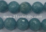 CEQ17 15.5 inches 14mm faceted round blue sponge quartz beads