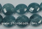 CEQ184 15.5 inches 16mm faceted coin blue sponge quartz beads