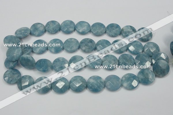 CEQ186 15.5 inches 20mm faceted coin blue sponge quartz beads