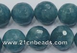 CEQ19 15.5 inches 18mm faceted round blue sponge quartz beads