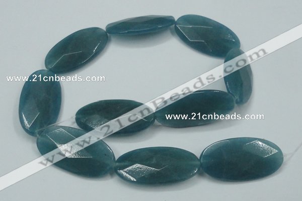 CEQ197 15.5 inches 20*40mm faceted oval blue sponge quartz beads