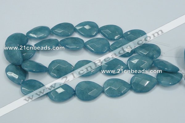 CEQ207 15.5 inches 22*30mm faceted flat teardrop blue sponge quartz beads