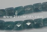 CEQ221 15.5 inches 10*10mm faceted square blue sponge quartz beads