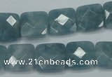 CEQ223 15.5 inches 14*14mm faceted square blue sponge quartz beads