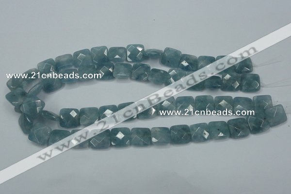 CEQ223 15.5 inches 14*14mm faceted square blue sponge quartz beads