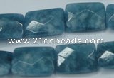 CEQ234 15.5 inches 15*20mm faceted rectangle blue sponge quartz beads