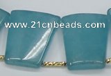 CEQ260 Top drilled 22*28mm trapezoid blue sponge quartz beads