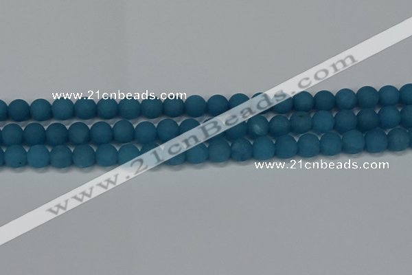 CEQ267 15.5 inches 8mm round matte blue sponge quartz beads