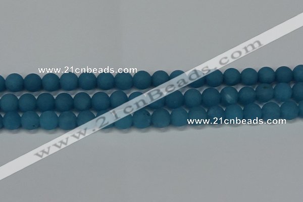 CEQ268 15.5 inches 10mm round matte blue sponge quartz beads