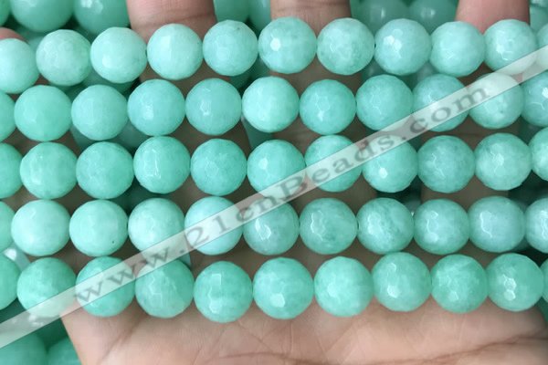 CEQ313 15.5 inches 10mm faceted round green sponge quartz beads