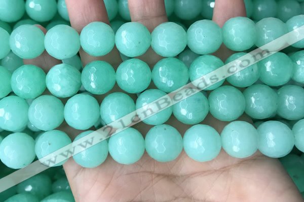 CEQ315 15.5 inches 14mm faceted round green sponge quartz beads