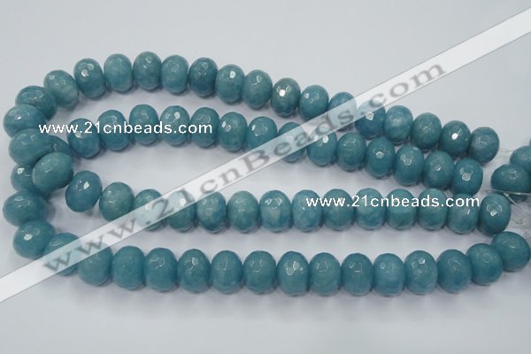 CEQ37 15.5 inches 12*16mm faceted rondelle blue sponge quartz beads