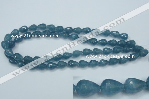 CEQ51 15.5 inches 10*14mm faceted teardrop blue sponge quartz beads