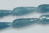 CEQ55 15.5 inches 10*30mm faceted teardrop blue sponge quartz beads