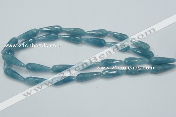 CEQ55 15.5 inches 10*30mm faceted teardrop blue sponge quartz beads