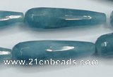 CEQ56 15.5 inches 12*40mm faceted teardrop blue sponge quartz beads