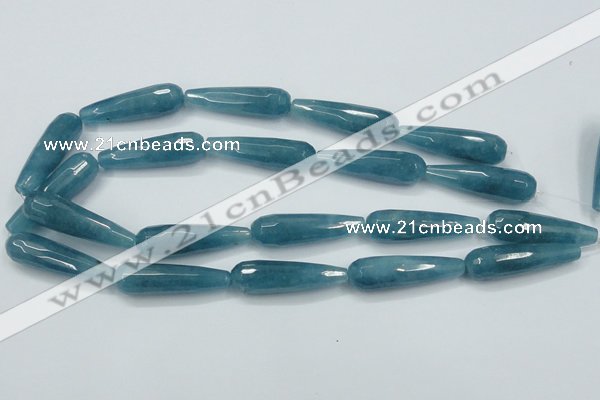 CEQ56 15.5 inches 12*40mm faceted teardrop blue sponge quartz beads