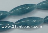 CEQ67 15.5 inches 10*30mm rice blue sponge quartz beads