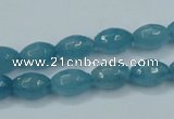 CEQ71 15.5 inches 8*12mm faceted rice blue sponge quartz beads