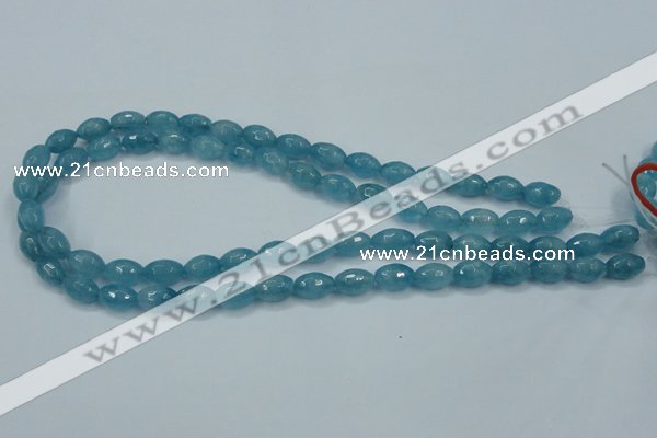 CEQ71 15.5 inches 8*12mm faceted rice blue sponge quartz beads