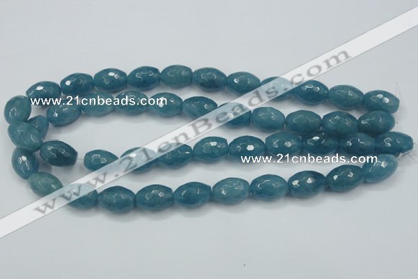 CEQ74 15.5 inches 13*18mm faceted rice blue sponge quartz beads