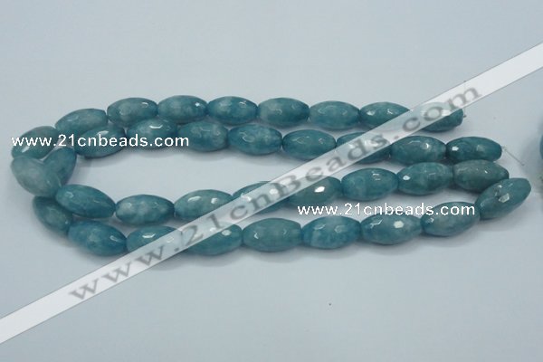 CEQ76 15.5 inches 13*23mm faceted rice blue sponge quartz beads