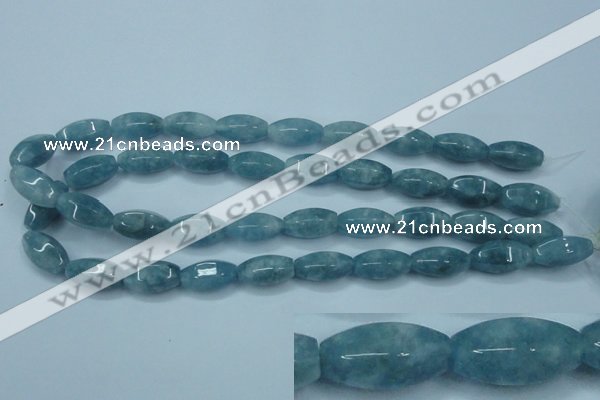 CEQ80 15.5 inches 10*20mm faceted rice blue sponge quartz beads