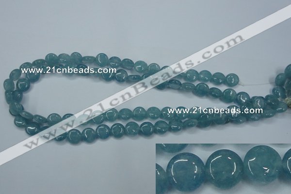 CEQ92 15.5 inches 10mm flat round blue sponge quartz beads