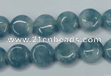 CEQ93 15.5 inches 12mm flat round blue sponge quartz beads